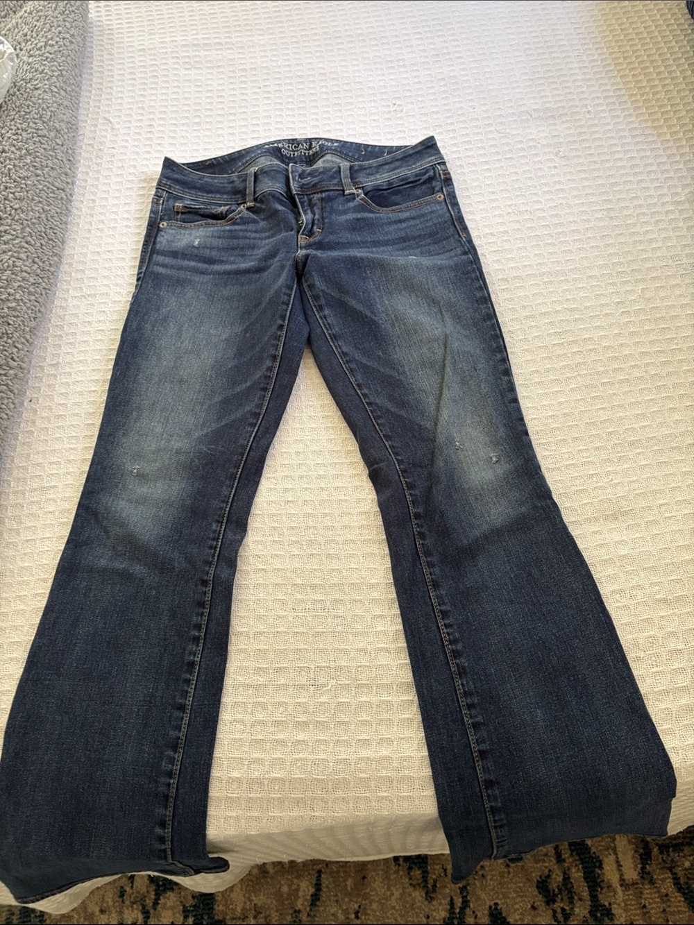 American Eagle Outfitters Women's Dark Indigo Kick Boot Jeans